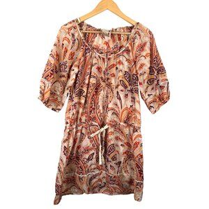 Danang Silk blend boho paisley print mini dress Y2K 90s sz xs